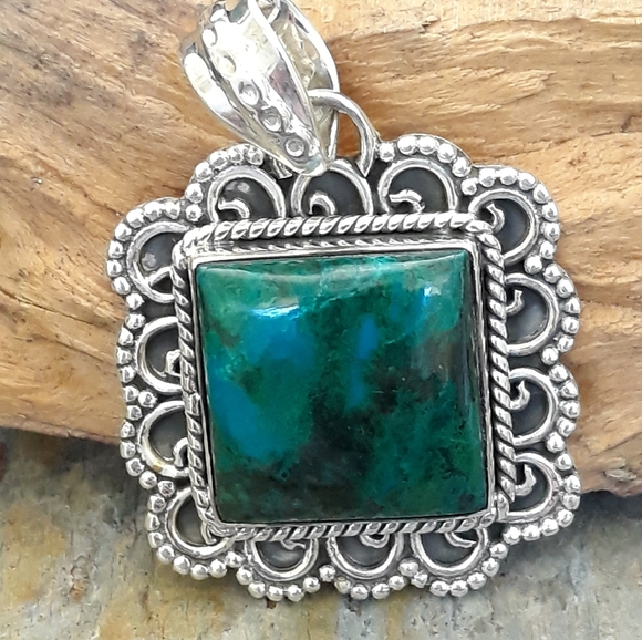 Chrysocolla Sterling Silver Pendant - Picture 3 of 6